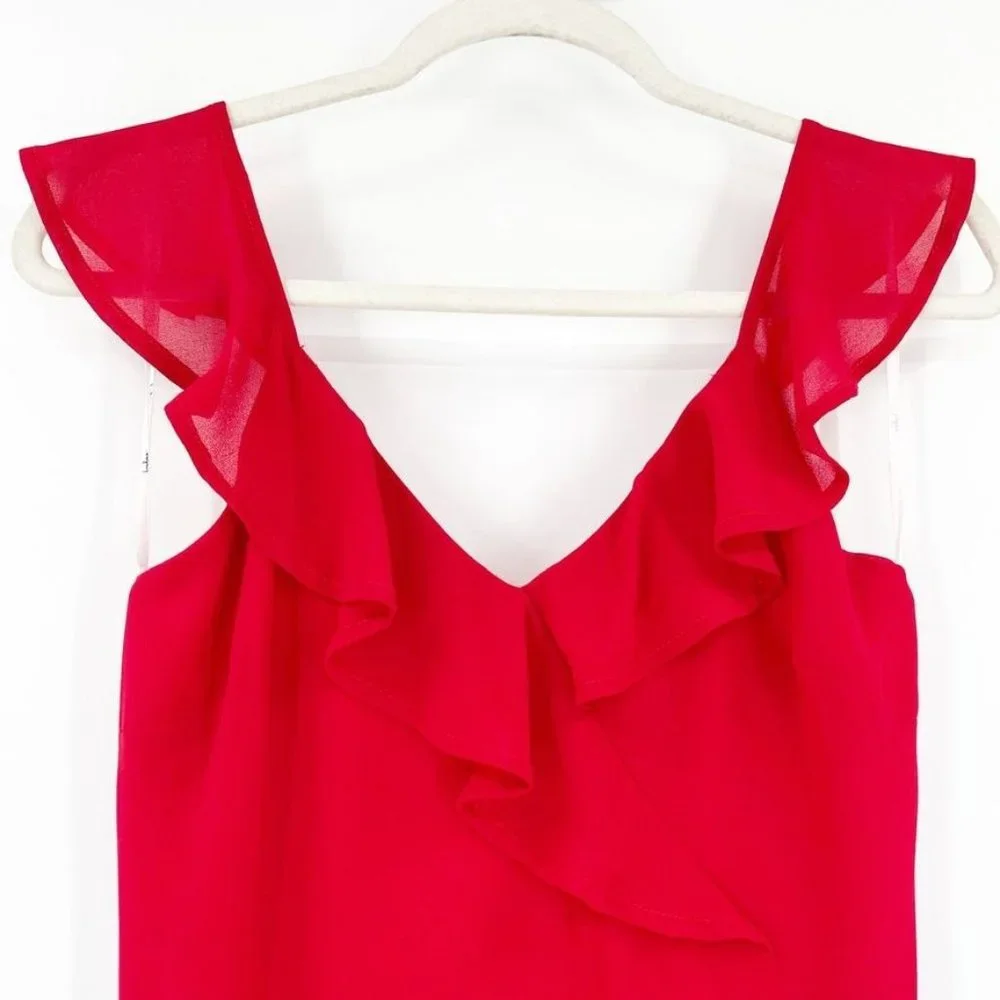 New Lulu's Small Calle Red Ruffled Sleeveless Maxi Dress Sexy Party Cocktail - Picture 5 of 11